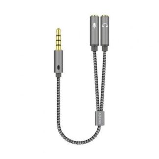 Cable Estéreo Aisens A128-0415/ Jack 3.5 Macho - 2x Jack 3.5 Hembra/ 25cm/ Gris