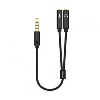 Cable Estéreo Aisens A128-0416/ Jack 3.5 Macho - 2x Jack 3.5 Hembra/ 25cm/ Negro