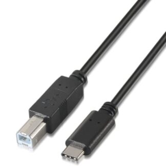 Cable USB 2.0  Impresora Aisens A107-0054/ USB Tipo-C Macho - USB Tipo-B Macho/ 480Mbps/ 2m/ Negro