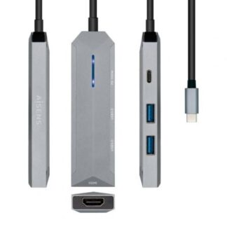 Docking USB Tipo-C Aisens ASUC-4P002-GR/ 1xHDMI 4K/ 2xUSB/ 1xUSB Tipo-C PD/ Gris