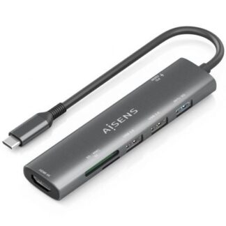 Docking USB Tipo-C Aisens ASUC-7P027-GR/ 1xHDMI 4K/ 3xUSB/ 1xUSB Tipo-C PD/ 1xLector Tarjetas/ Gris