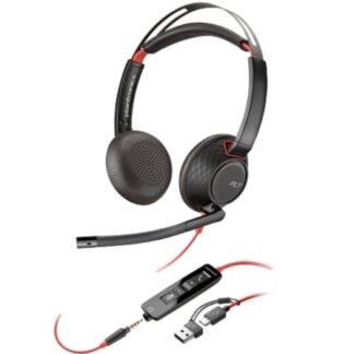 Auriculares Poly Blackwire 5220 + Adaptador USB-C/A/ con Micrófono/ Jack 3.5mm/ Negro