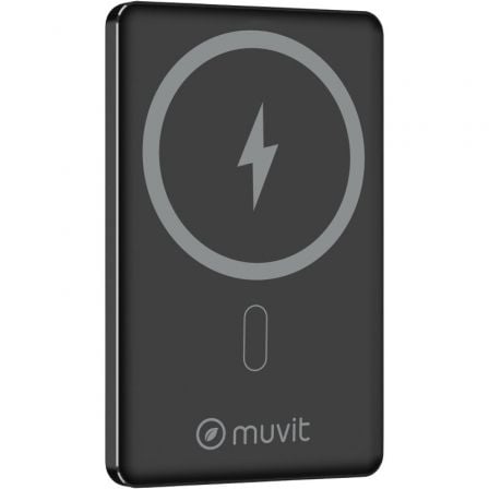 Powerbank 5000mAh Muvit For Change MCCHP0009/ 20W/ Wireless/ Negra/ Incluye Cable USB Tipo-C