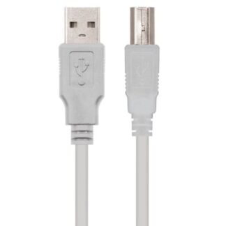 Cable USB 2.0 Impresora Nanocable 10.01.0104/ USB Tipo-B Macho - USB Macho/ 3m/ Beige