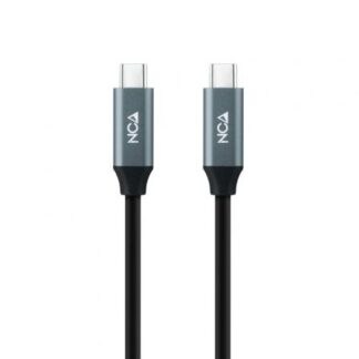 Cable USB 3.2 Nanocable 10.01.4302/ USB Tipo-C Macho - USB Tipo-C Macho/ Hasta 100W/ 20Gbps/ 2m/ Gris y Negro