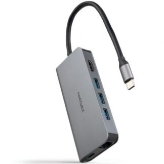 Docking Tipo-C Nanocable 10.16.4609/ 3xUSB/ 1xHDMI 4K/ 1xRJ45/ 1xLector tarjetas/ 1xUSB Tipo-C PD/ Gris