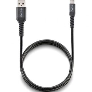 Cable USB 2.0 NGS KNOT-AC/ USB Macho - USB Tipo-C Macho/ 480Mbps/ 1m/ Negro