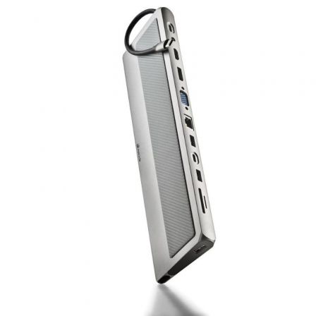 Docking USB Tipo-C NGS WonderDock 12 Pro/ 3xUSB/ 2xHDMI 4K/ 1xVGA/ 1xRJ45/ 1xLector de Tarjetas/ 1xJack 3.5/ 1xUSB Tipo-C PD/ Gris