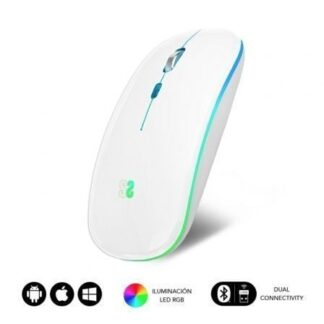 Ratón Inalámbrico Subblim LED Dual Flat/ Batería recargable/ Hasta 1600 DPI/ Blanco