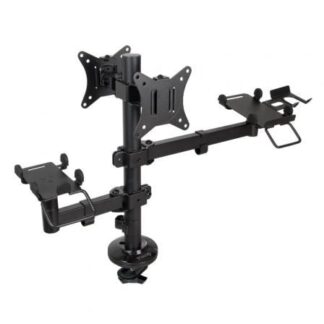 Soporte de Mesa para 2 Monitores, TPV, Impresora, Términal y Lector TooQ TQPM0002/ Giratorio/ Inclinable/ hasta 9kg